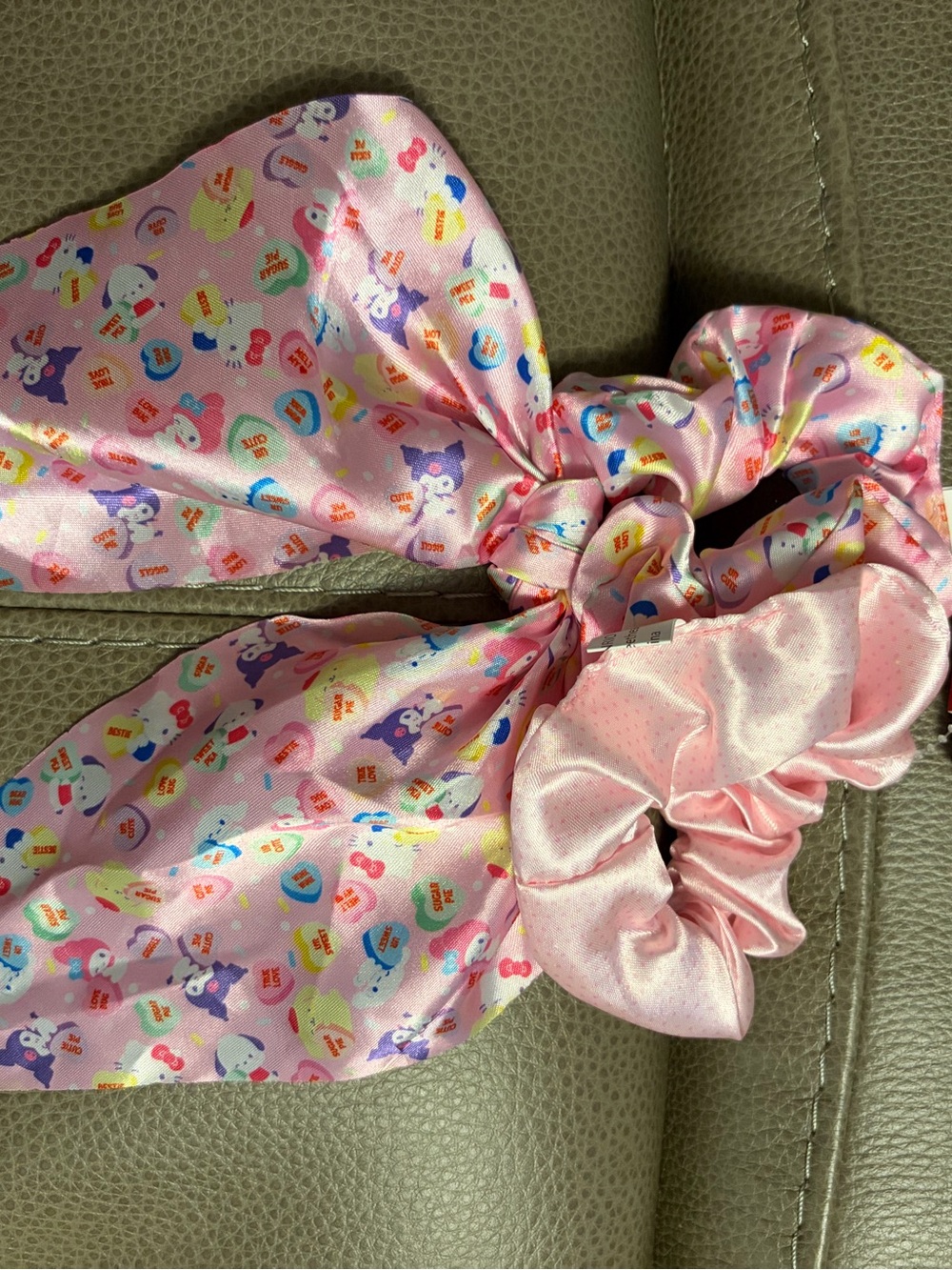 Justice Pink Cartoon Bow Scrunchie with Long Tails